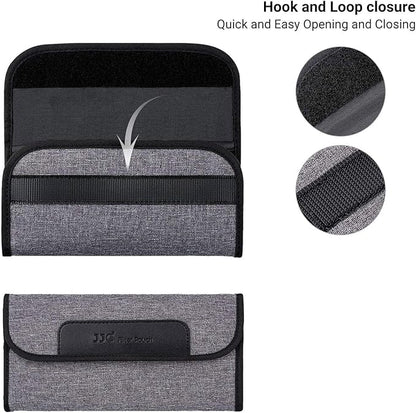 JJC 4 Pockets Lens Filter Case for Filter Up to 82mm (37mm 40.5mm 43mm 46mm 49mm 52mm 55mm 58mm 62mm 67mm 72mm 77mm),Foldout Filter Pouch with Microfiber Cleaning Cloth,Photography Filter Holder Bag