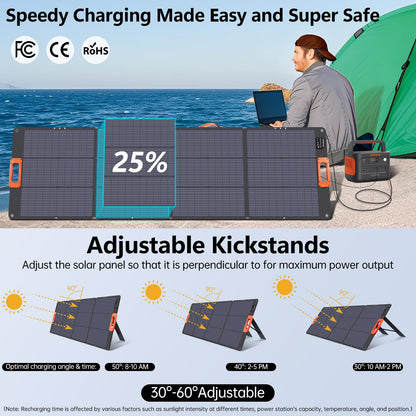 TPDEFZQ N-Type 16BB 200W Portable Solar Panel for Power Station ETFE Foldable Solar Panel High 25% Efficiency IP68 Waterproof Solar Panels Kit for Outdoor Camping RV Backuot