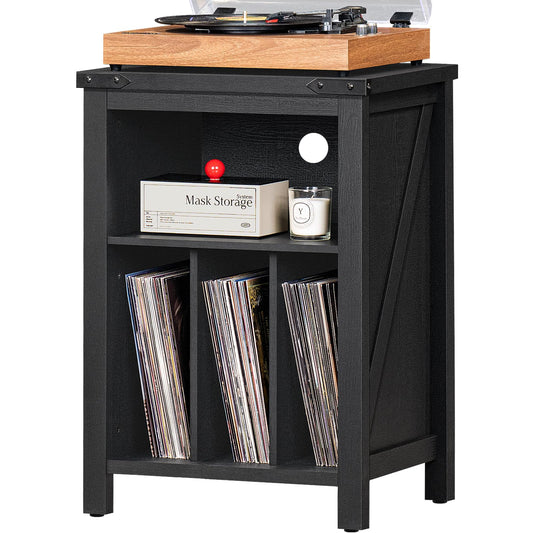 Joaxswe Record Player Stand with Vinyl Record Storage,Black