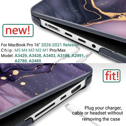 DONGKE Compatible with MacBook Pro 16 Inch Case (2026-2021 Release, M5 M4 M3 M2 M1 Pro/Max Chip), Plastic Hard Shell Cover with Keyboard Cover & Screen Protector for MacBook Pro 16", Marble & Flower