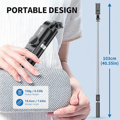 Selfie Stick Tripod, All in One Extendable & Portable iPhone Tripod Selfie Stick with Wireless Remote Compatible with iPhone 16 15 14 13 12 11 pro Xs Max 8 7, Galaxy Note10/S20/S10/OnePlus 9/9 PRO etc