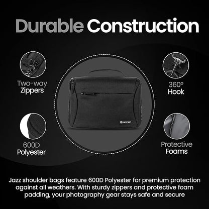 Tamrac Jazz 50 v2.0 Camera Bag for Photographers, Camera Case for Photography Accessories, Shoulder Bag for DSLR and Mirrorless Cameras, Crossbody Camera Bag, Travel Camera Carrying Case – Black
