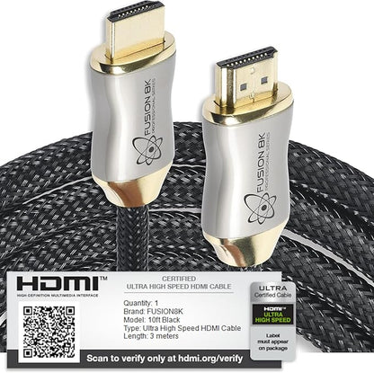 HDMI 2.1 Certified Cable Supports 10K 8K @60Hz and 4K @120Hz Compatible with All TVs, BluRay, Xbox Series X, PS5 (10 Feet)