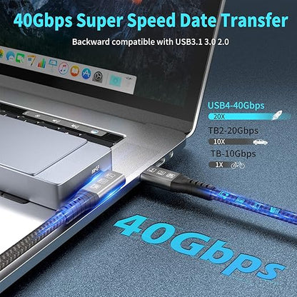 USB4 Cable, with Thunderbolt 4, 240W Charging, 40 Gbps Data, 8K @ 60Hz HDR, USB C to USB C Cable, 90Degree for MacBook,Hub, Dock, M2, M3, Mac SSD (90Degree USB4 40G 240W 2M)