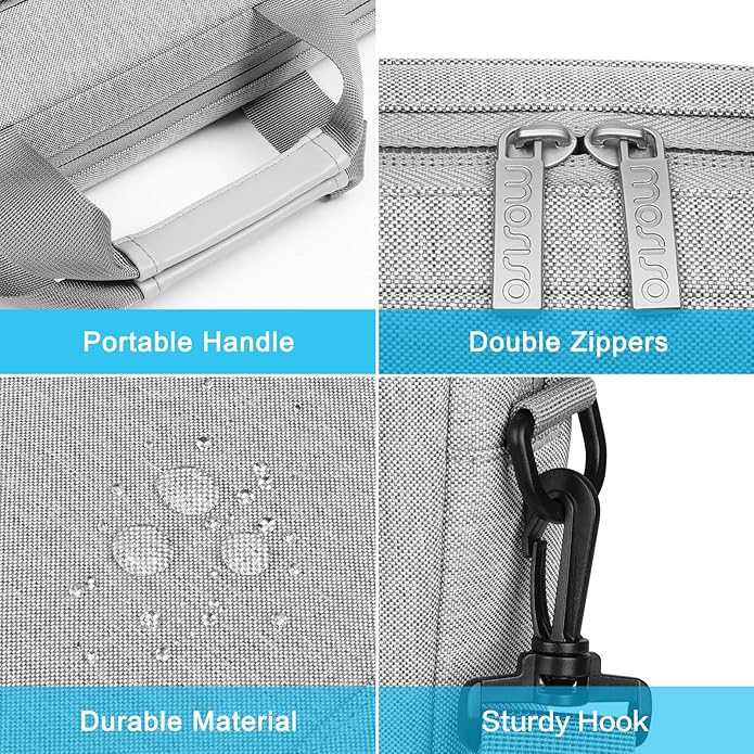 MOSISO Laptop Shoulder Bag, Computer Bag with 2 Raised&1 Flapover&1 Horizontal Pocket&Handle&Belt