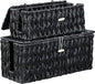 Black Cable Management Box,2 Pack Large & Medium Rattan Cable Organizer Box for Power Strip,2 Open Slots Cords Hider Box for TV Wires, Computer, Router, USB Hub and Under Desk Power Strip