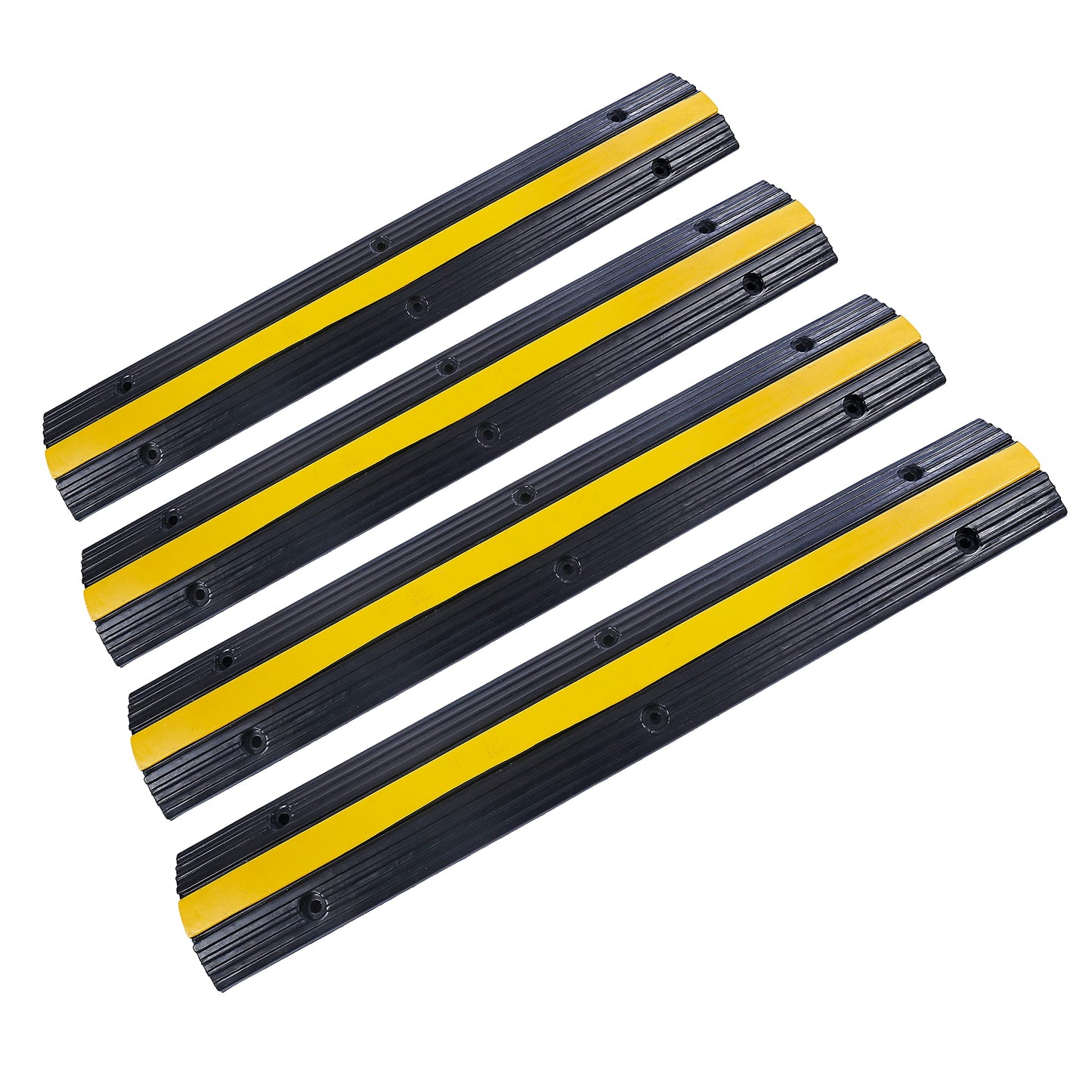 YONSHENG Rubber Cable Ramp Cord Cover Cable Protector Ramps Wire Hose Protective 1 Channel 22000Lbs Load Capacity Traffic Speed Bump for Asphalt Concrete Gravel Driveway Indoor Outdoor, 4 Pack