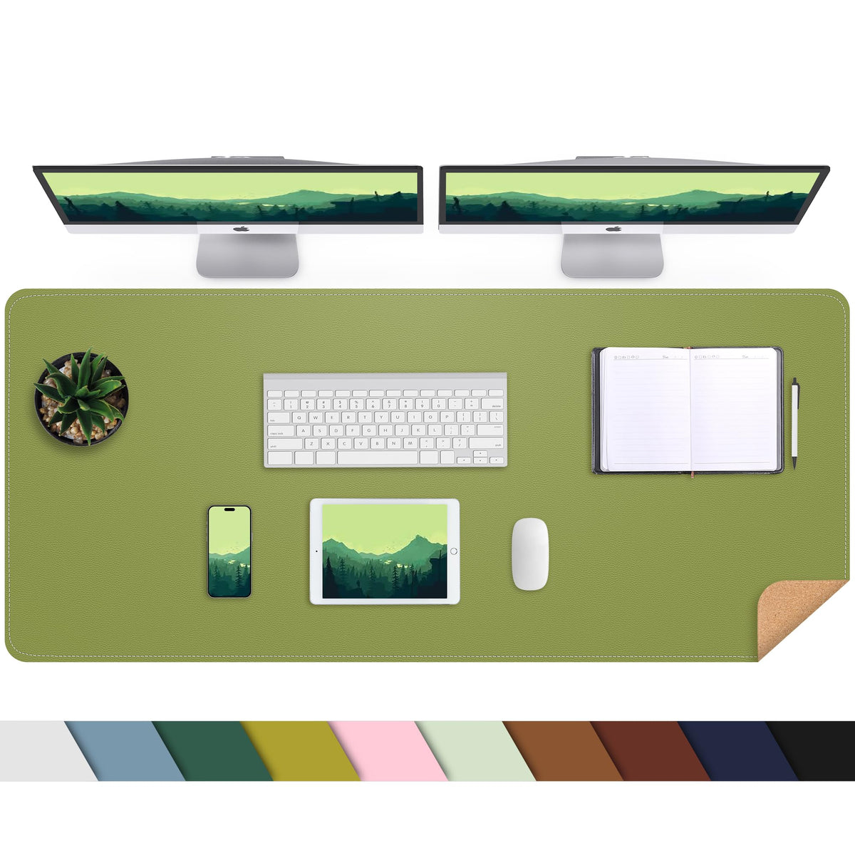 AFIING Leahter Desk Pad 47" x 17", Red,Desk Cover mat