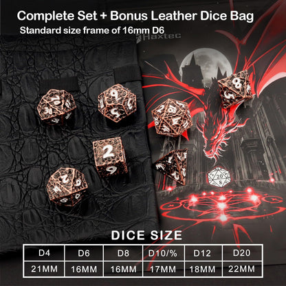 Haxtec Metal DND Dice Set, 7 Pcs Meteorite Texture Polyhedral Dice for RPG