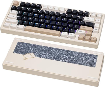 KEEBMONKEY WOBKEY Rainy 75 CNC Aluminum HMX/JWK/Cocoa Switches Triple-Mode Connectivity Mechanical Keyboard with Superior Acoustics, RGB/PP/Mirrored Glass/3500mAh/Violet Switch (Standard - White)