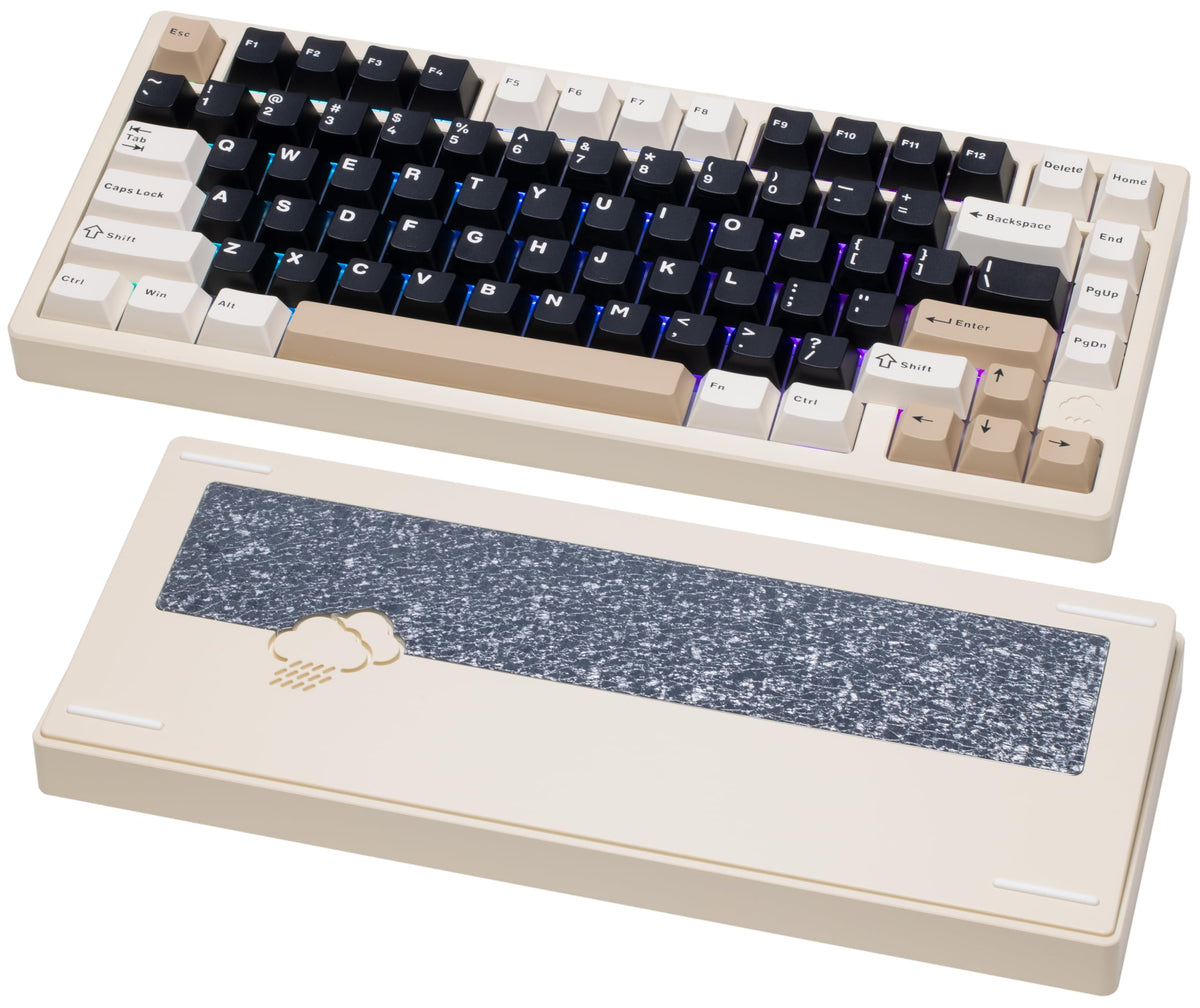 KEEBMONKEY WOBKEY Rainy 75 CNC Aluminum HMX/JWK/Cocoa Switches Triple-Mode Connectivity Mechanical Keyboard with Superior Acoustics, RGB/FR4/Silver SUS304/7000mAh/Cocoa Switch (Pro - Red Velvet)