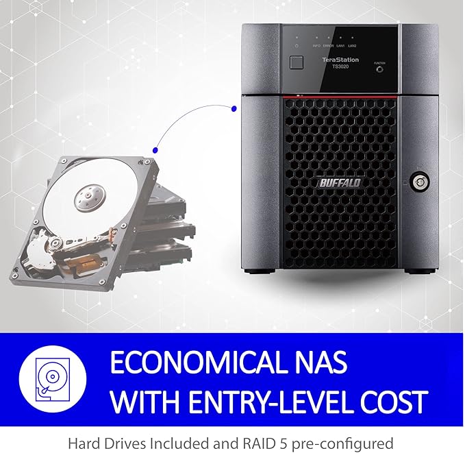 BUFFALO TeraStation Essentials 4-Bay Desktop NAS 8TB (4x2TB) with HDD Hard Drives Included 2.5GBE / Computer Network Attached Storage/Private Cloud/NAS Storage/Network Storage/File Server