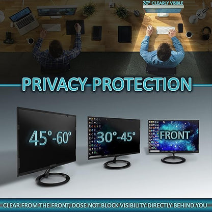 Premium Privacy Screen Filter for 23 Inches Desktop Computer Monitor. Screen Protector Size is 20 inch width x 11.3 inch height. Anti Glare and Anti Blue Light Protection