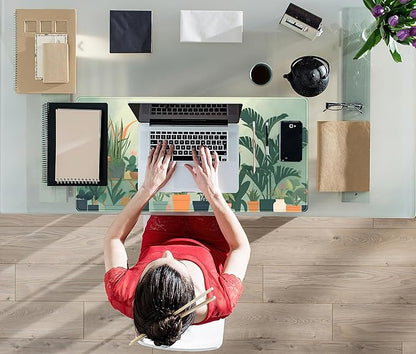 Gardener Mousepad Nature Desk Mat Green Desk Pad Cute Office Decor Mouse Pad Aesthetic Mousepad Plant Deskmat, XXL Large Extended Gaming Deskpad Laptop Keyboard Mouse Mat for Girl 31.5x15.75 in