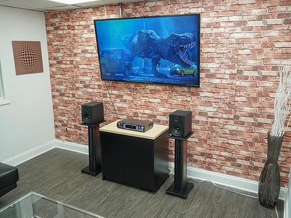 Rockville SS28D Premium 28" Dark Wood Speaker Stands, Solid MDF, Dual Top Plates, 100Lb Capacity, Stable Base for Home Theater & Hi-Fi Audio