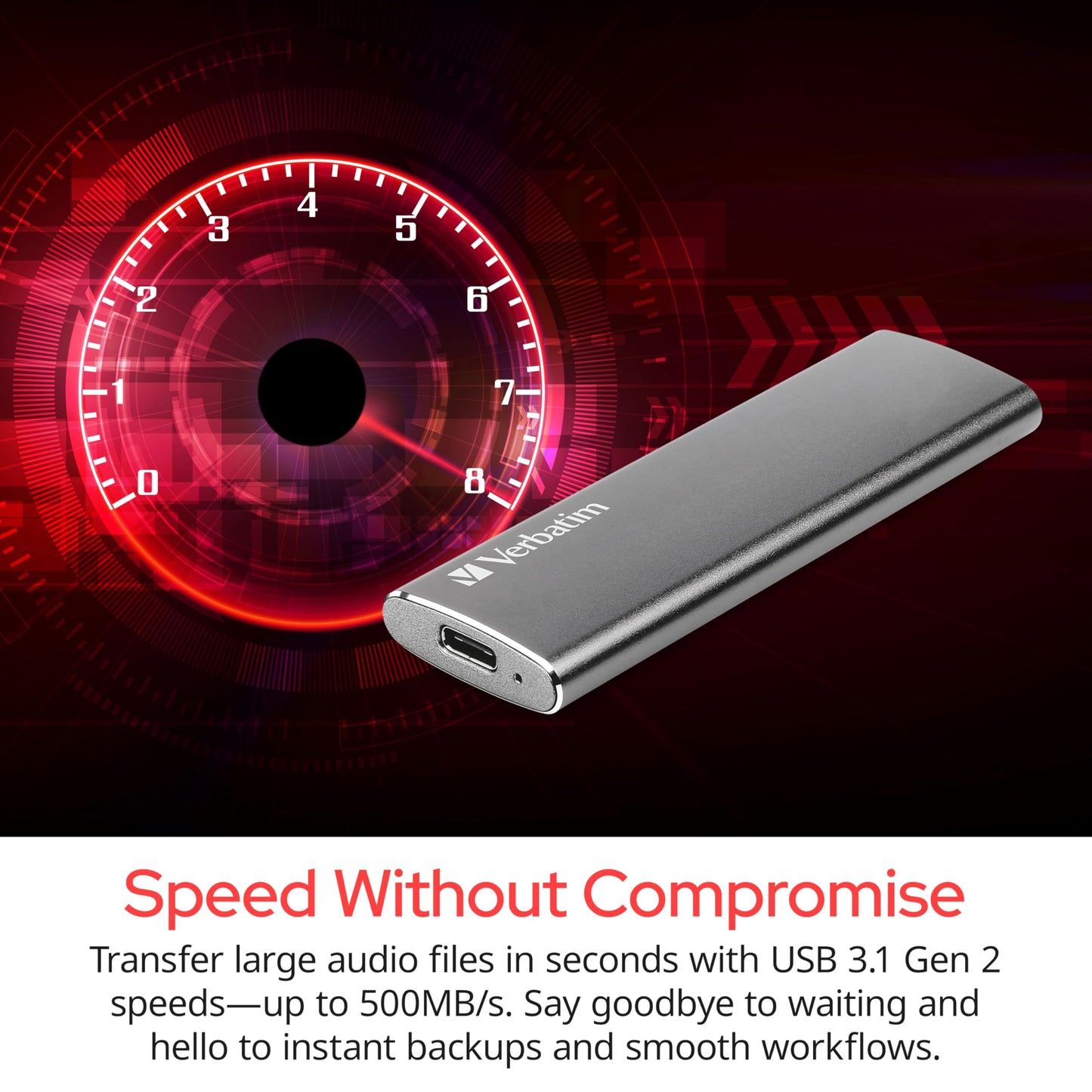 Verbatim 480GB Vx500 External SSD, USB 3.1 Gen 2 - Graphite (47443)