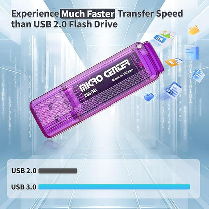 INLAND Micro Center SuperSpeed 256GB USB 3.0/USB3.1 Gen1 Flash Drive Gum Size Memory Stick Thumb Drive Data Storage Jump Drive (256G)