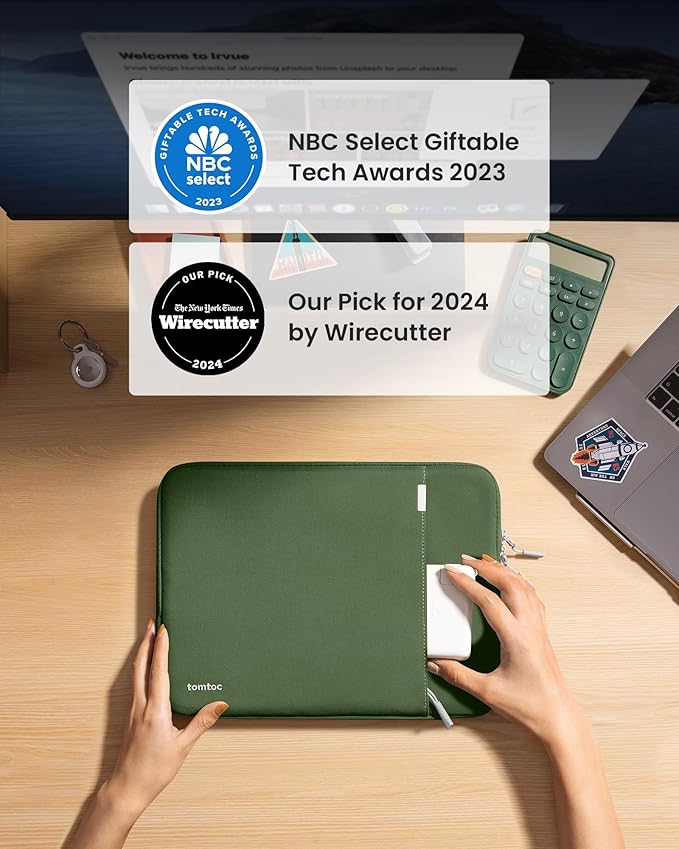 tomtoc 360 Protective Laptop Sleeve for 14-inch MacBook Pro M4/M3/M2/M1 Pro/Max A3112 A3401 A3185 A2992 A2918 A2779 2024-2021, Water-Resistant Case Bag with Accessory Pocket for 13.8 Surface Laptop 7