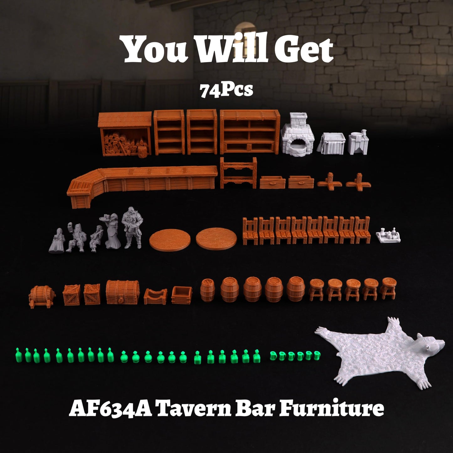 Tavern Bar Furniture RPG Terrain Set for Tabletop Role Playing Games