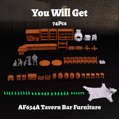 Tavern Bar Furniture RPG Terrain Set for Tabletop Role Playing Games