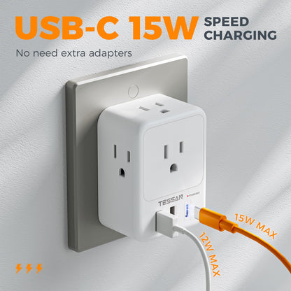 TESSAN Surge Protector Wall Outlet Extender, Multi Plug Outlet Splitter