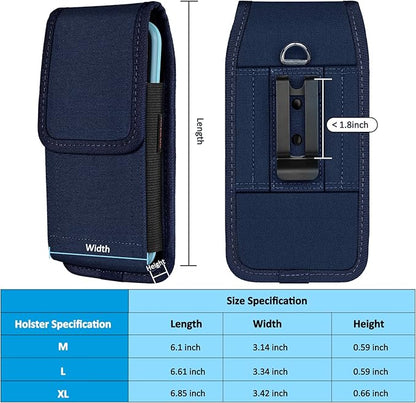 Phone Holster for Belt with Metal Clip and Magnetic Closure Compatible with iPhone 16/15/14/13/12 Pro and Non-Pro, Galaxy S25 S24 S23 S22 for Everyday Protection, M-Blue