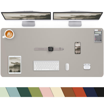 Leather Desk Pad Protector, Office Mat, Large Mouse Pad, Non-Slip Blotter, Laptop Pad, Waterproof Writing Pad for Office & Home (Grey Blue, 40" x 17")