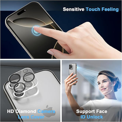 Privacy Magnetic Case for iPhone 16 Pro with Metal Titanium Frame Privacy Screen Protector & Camera Lens Protector, Magnetic Adsorption Double Sided Glass Case Anti Peep Anti Spy Phone Cover