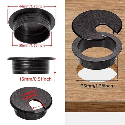 Desk Grommet 1-3/8inch(35mm)10 Pcs, Desk Hole Grommet, Cable Grommet, Desk Hole Cover, Desk Cord Hole Cover, Desk Cable Hole Cover, Desk Wire Hole Insert, Furniture Hole Cover(Black Grommets)