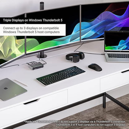 CalDigit E5 - Thunderbolt 5 Element 5 Hub - 9-Port, 4xThunderbolt 5/USB4 v2 Ports, 3xUSB-A & 2xUSB-C 10Gb/s Ports, Single 8K, Dual 6K/8K, or Dual 4K@240Hz Displays, 90W Charging, 0.8m Cable 180W PSU