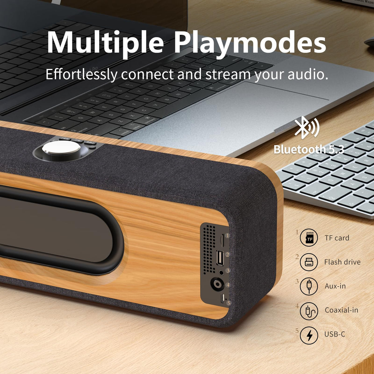 DOSS SoundBox H200 50W Home Bluetooth Speaker with Dual 3.5-Inch Woofers, Two 1-inch Tweeters, 35H Playtime, TWS, Sustainable Materials, BT 5.3, Wireless for Record Player/Computer/TV-Black