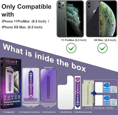 2 Pack Anti Blue Light Matte Screen Protector for iPhone 11 Pro Max/iPhone XS Max, 9H Tempered Glass, Full Coverage, Anti-Fingerprint, Auto Dust-Elimination, No Bubble, Easy Installation