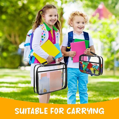 8 Packs Toy Storage Bags with Zipper, Reusable Clear PVC Board Game Storage, Travel Waterproof Organizer Bags with Portable Handle for Building Blocks, Bricks, Puzzles, Books