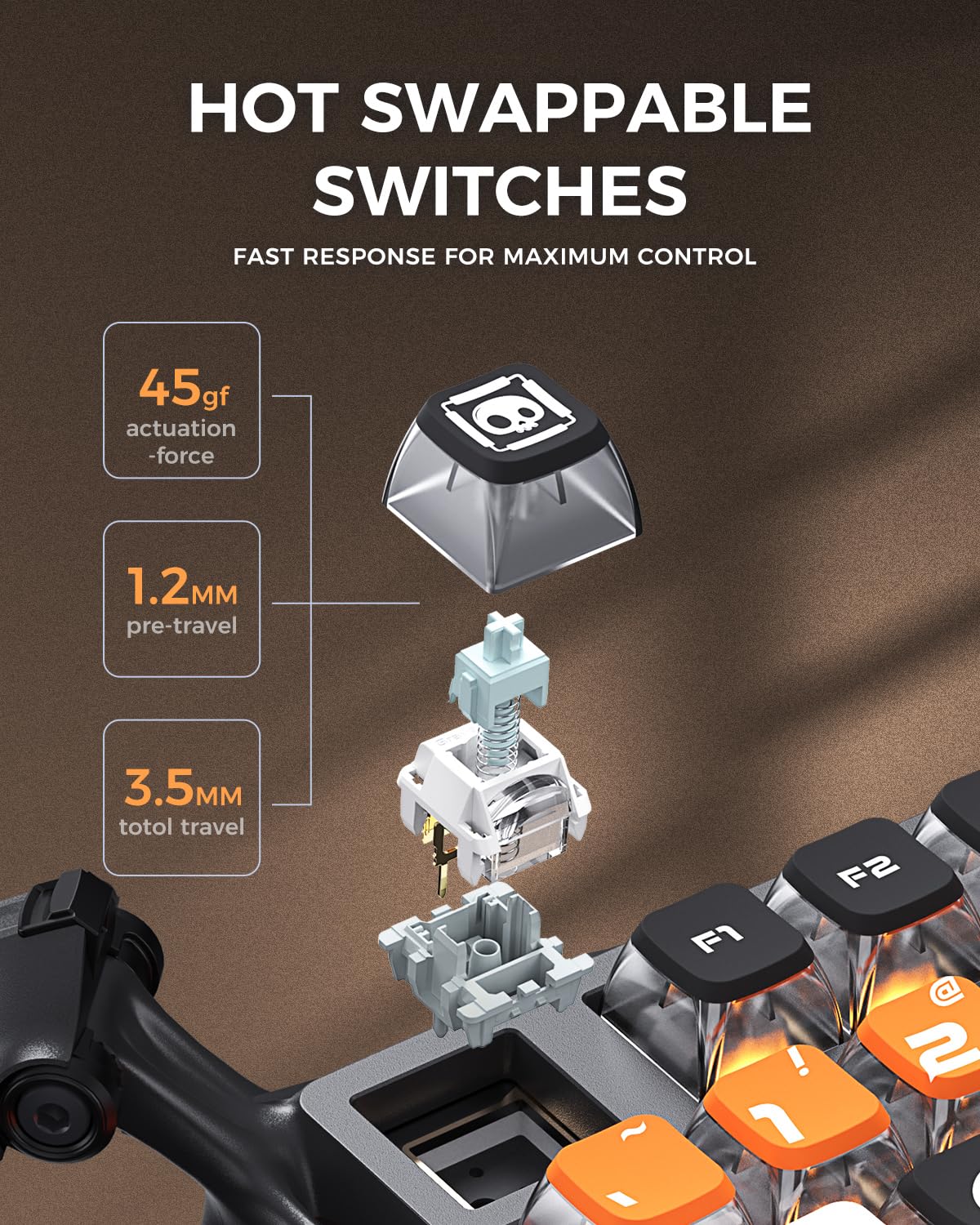 GravaStar Mercury K1 Pro Wireless Mechanical Gaming Keyboard, 75% Layout RGB Custom Keyboard, Aluminum Alloy Matte Black Frame with Phoenix-Inspired Keycaps, Hot-Swappable Linear Switches【CyberFlare】