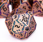 Metal DND Sci-fi Dice Set 7PCS Stripe Polyhedral Dice for Dungeons Dragons RPG Role Playing Game, Glitter D and D Dice with Gift Box D6 D8 D10 D12 D20 (Ancient Bronze&Green Purple)