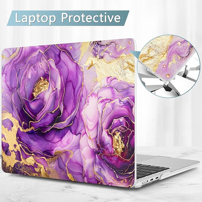 May Chen for MacBook Air 13.6 Inch Case 2025/2024/2023/2022 Release (Model A2681 A3113 A3240, M2 M3 M4 Chip) – Hard Shell Laptop Cover with Keyboard Cover & Screen Protector，Purple Roses
