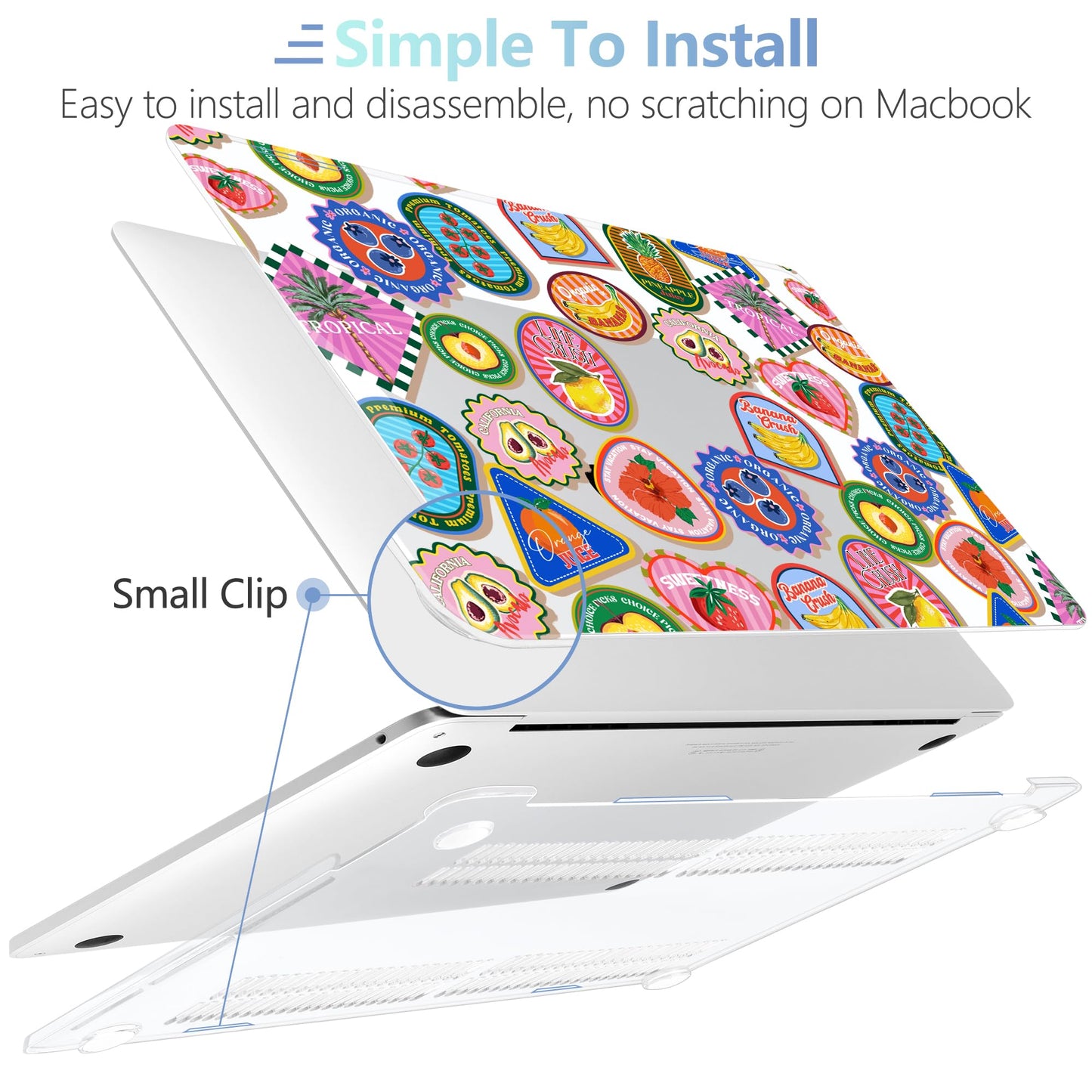 MEEgoodo Case for MacBook Pro 13 inch Case 2022 2021 2020 New A2338 M2/M1 A2251 A2289, Laptop Hard Shell with Keyboard & Camera Cover Compatible with 13 inch MacBook Pro, Fruit & Sticker