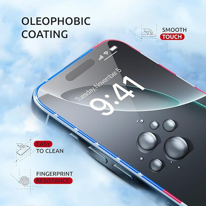 Screen Protector for iPhone 16 Pro - 2 Pack (USA Flag Design and Black) - 9H Hardness, Oleophobic Coating, Easy Installation - Tempered Glass Screen Protector for iPhone 16 Pro