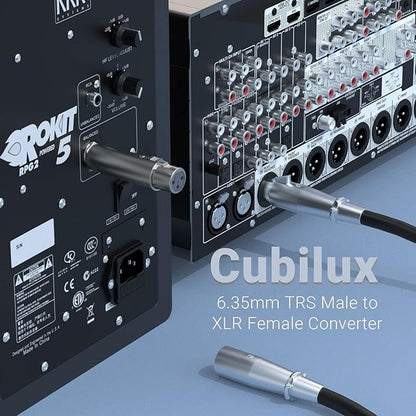 Cubilux Balance 1/4” Male to XLR Female Converter, XLR to 6.35mm(Quarter Inch) TRS Stereo Adapter for Microphone, Headphone, Power Amplifier, Mixer, Karaoke System, Speaker, 2-Pack