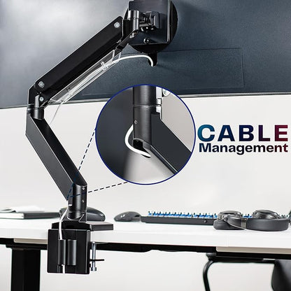VIVO Premium Aluminum Monitor Arm for Ultrawide Screens up to 49 inches and 33 lbs, Heavy Duty Single Desk Mount, Pneumatic Height, Max VESA 100x100, Black, STAND-V101G1
