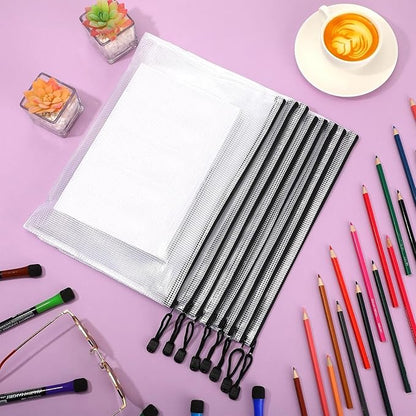 Jetec 32 Pcs Mesh Zipper Bags Toy Storage Bikini Organizer Bag Bolsas Para Guardar Trajes De Baño Waterproof Zipper Reusable Pouch Puzzle Multipurpose for Storage Office(Black,13 x 9.5 Inch)