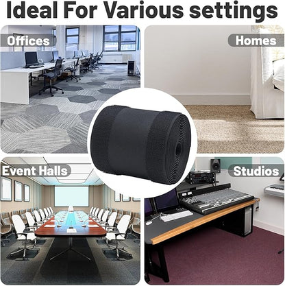 IHKFILAN Carpet Cord Cover Carpet Cable Management Under Desk Cable Grip Strip Black Hook and Loop Tape Cable Polyester Cover Protect Cables to Prevent Tripping Over Wires for Homes & Office (30ft)