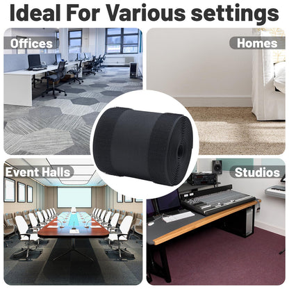 IHKFILAN Carpet Cord Cover Carpet Cable Management Under Desk Cable Grip Strip Black Hook and Loop Tape Cable Polyester Cover Protect Cables to Prevent Tripping Over Wires for Homes & Office (20ft)