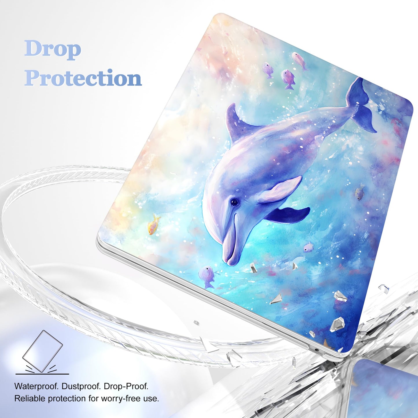 Lepeoac Case for 2026/2025/2024/2023 MacBook Air 15-inch Laptop Release M5 A3448 /M4 A3241 /M3 A3114 /M2 A2941, Stylish Protective Hard Shell Cover for MacBook Air 15.3 inch, Blue Whale