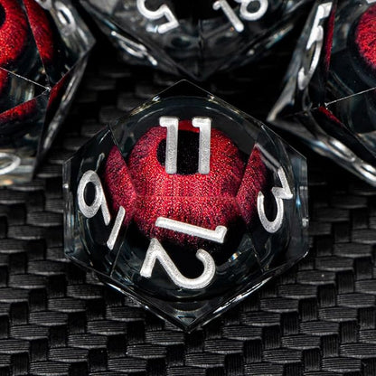 ARUOHHA DND Resin Dice Dragon Eye Dice Liquid Core Red Sharp Edged Dice Set with Gift Box, Polyhedral D and D Dice Set Role Playing Game D20 D12 D10 D8 D6 D4