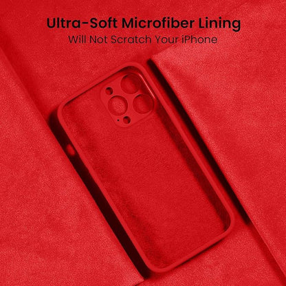 FireNova for iPhone 14 Pro Case, Silicone Upgraded [Camera Protection] Phone Case with [2 Screen Protectors], Soft Anti-Scratch Microfiber Lining Inside, 6.1 inch, Red