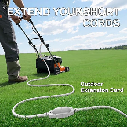 LUCKY TL Indoor Outdoor Extension Cord, 16/3 Gauge White Long Extension Cord 25ft, Waterproof Flexible Case, Made of Pure Copper, 13A 1625W 16AWG SJTW, 3 Prong Heavy Duty Wire, ETL