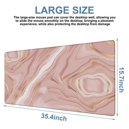NITAHHHY Liquid Marble Gaming Mouse Pad 3mm Thick Stitched Edge Waterproof Non-Slip Large Computer Keyboard Mouse Mat,Suitable for Office Entertainment Decorative Desk Pad 35.4 x 15.7 Inches