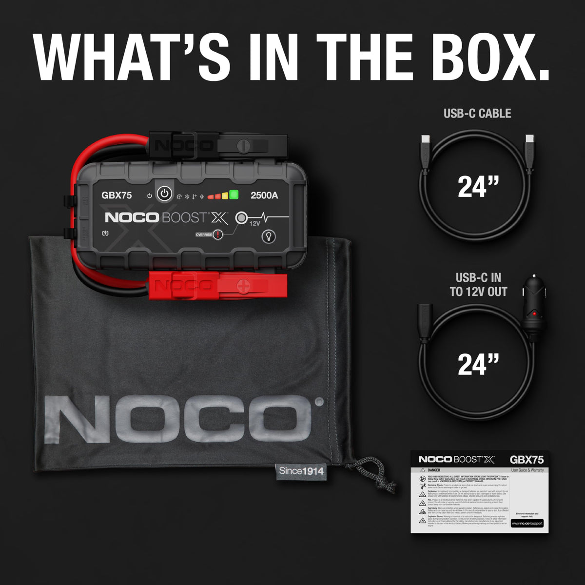 NOCO Boost GBX75 2500A UltraSafe Jump Starter, 12V Lithium Battery Booster