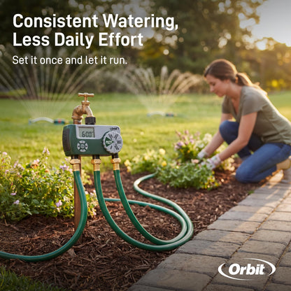 Orbit Programmable Digital Hose Watering Timer - 3 Outlet - Battery Powered - with LCD Screen - Built-in Rain Delay - Water-Resistant - 56082
